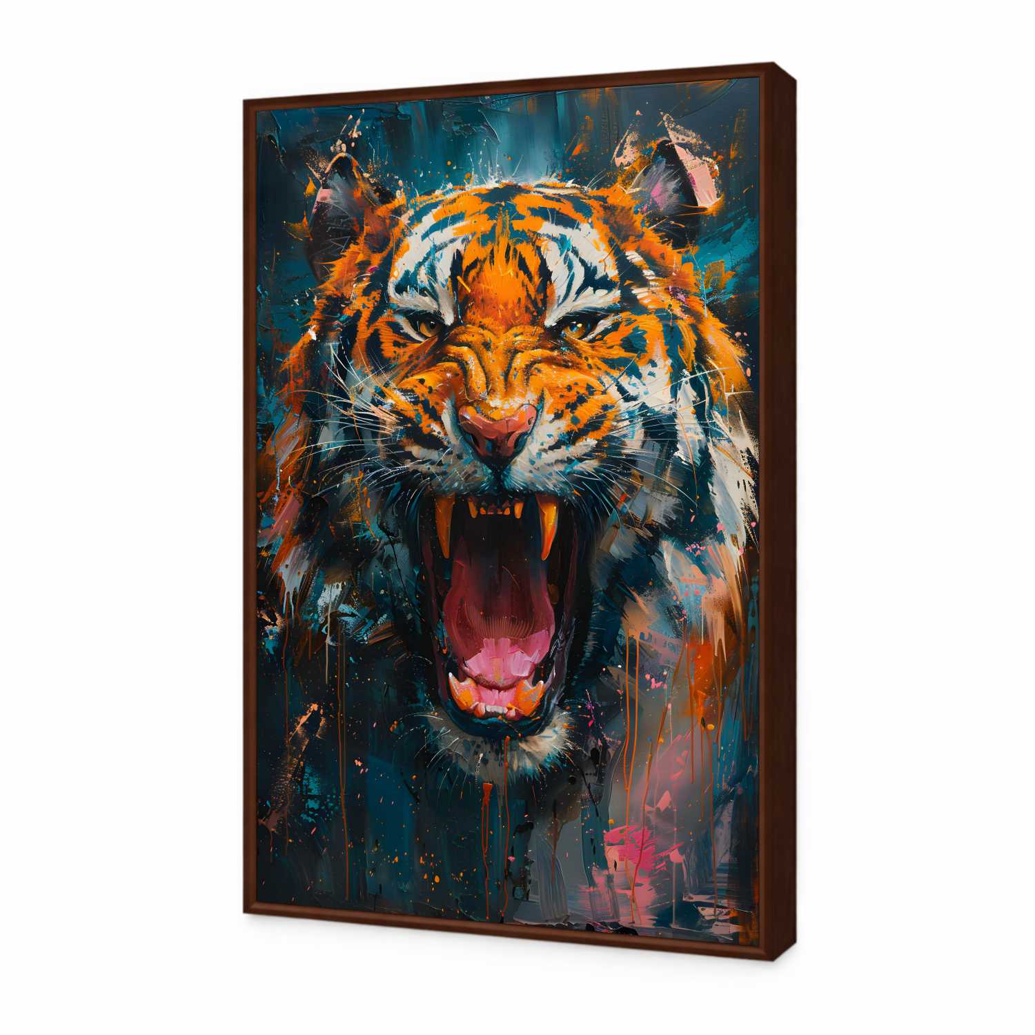 Quadro Decorativo Colorido Tigre Rugindo 
